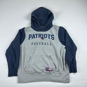 NFL Size Large New England Patriots Football Hoodie Pullover Gray Blue
